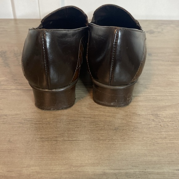 Amalfi by Rangoni Brown Faux Crocodile Loafers with Gold Accent buckle - 9 - Picture 5 of 7